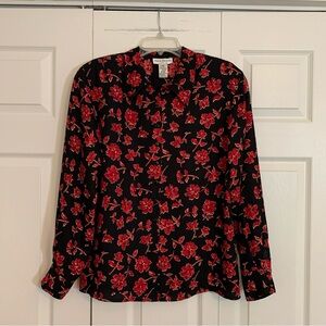 Rena Rowens for Saville vintage Women’s Black and Red Blouse Size 10.   M1